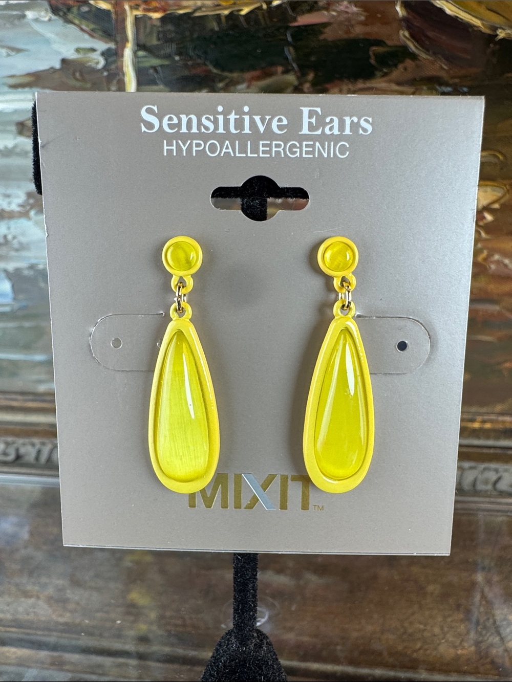 0482-Mixit Bright Yellow Teardrop Dangle Earrings